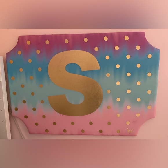 Justice Girls Padded Gold Dotted Ombre Memory Pin Board Golden Initial Letter S - Picture 2 of 15
